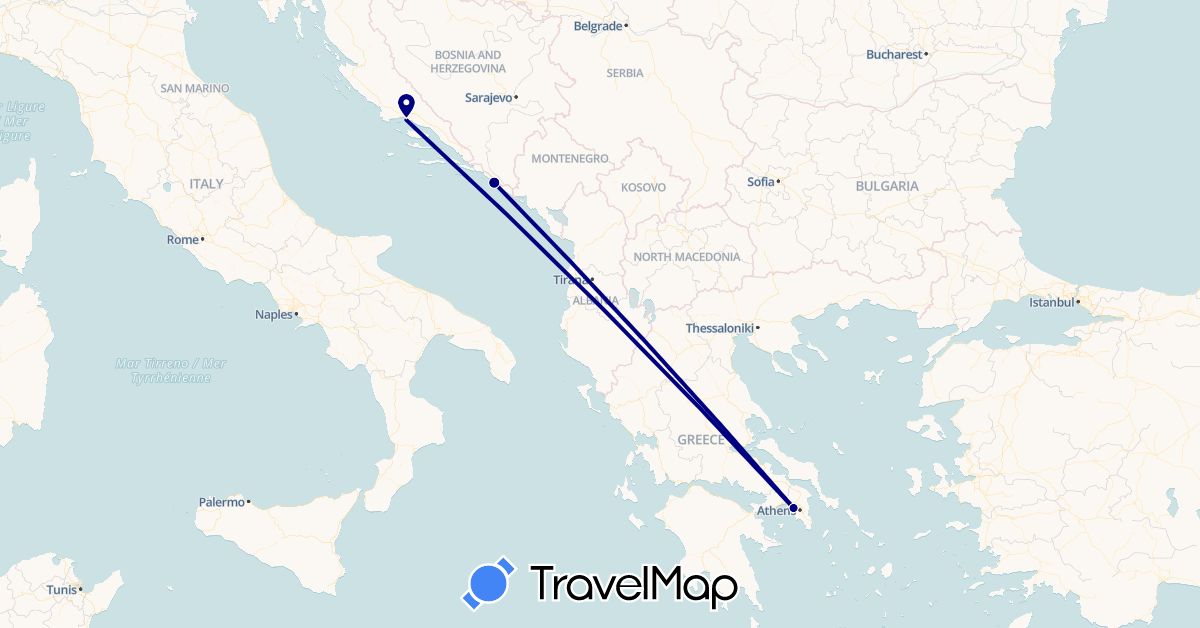 TravelMap itinerary: driving in Greece, Croatia (Europe)